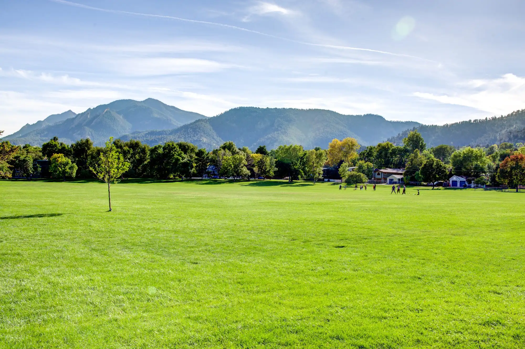A Boulder park with the foothills behind