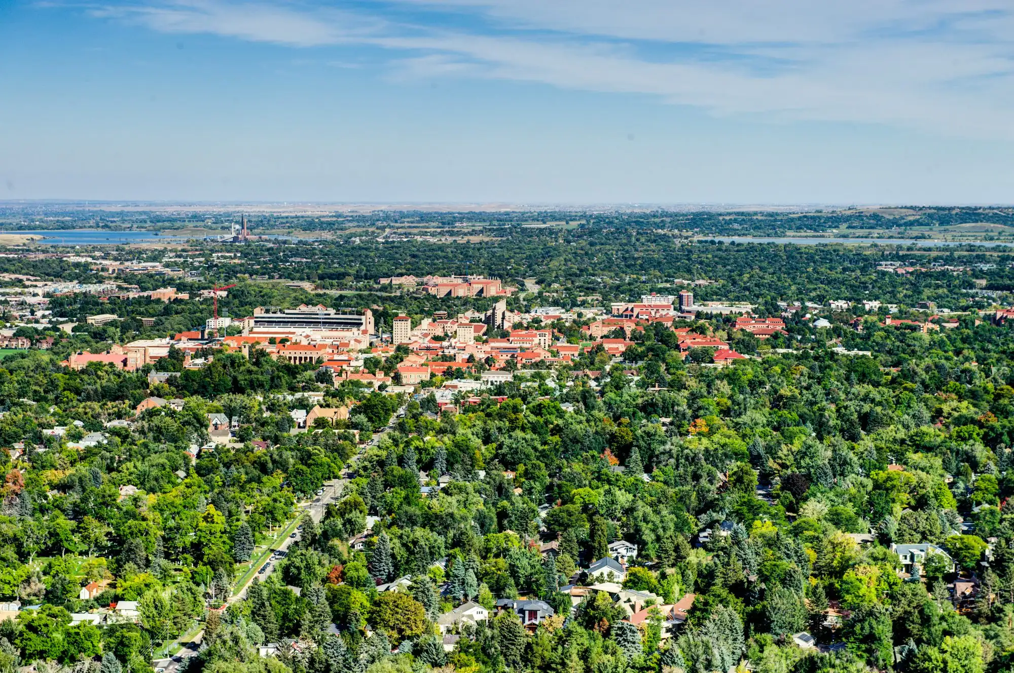 Elevated view over Boulder and the CU campus